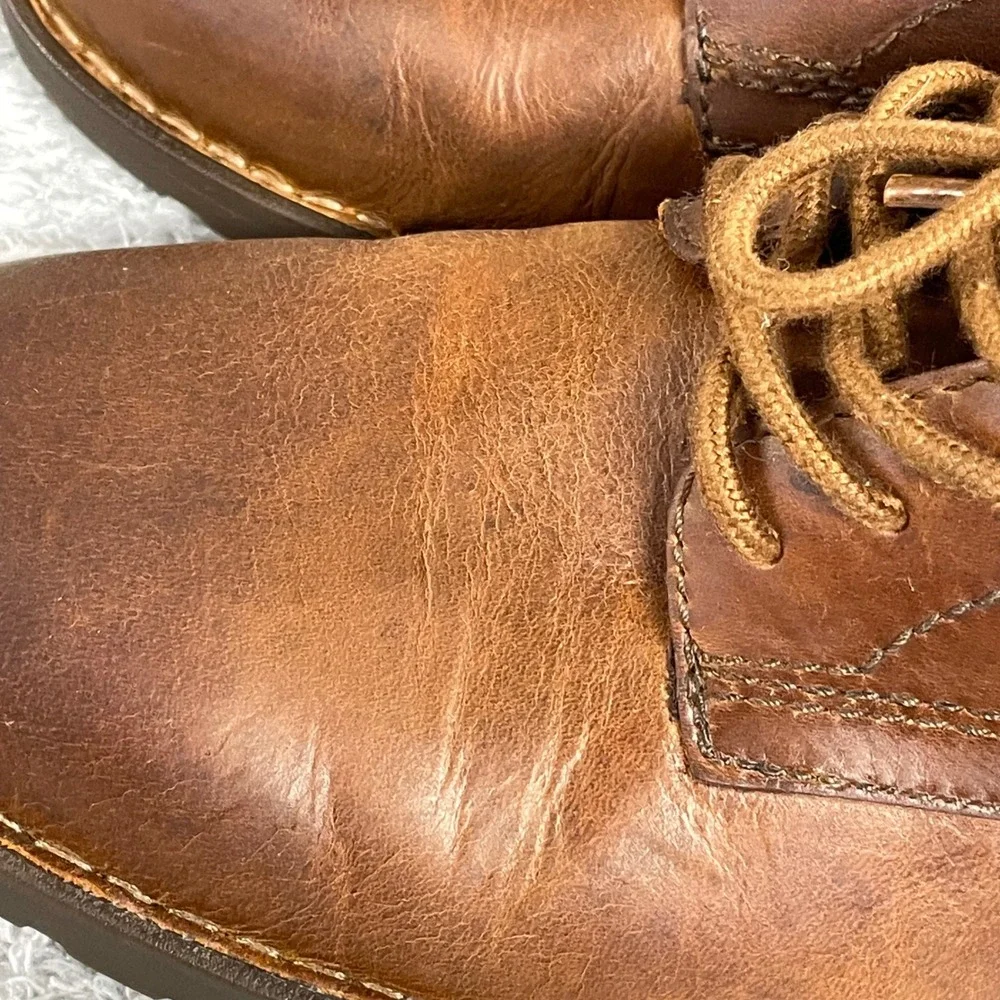 Born Mens Comfort Oxford Shoes 8.5M Brown Leather Lace Up Lug Sole